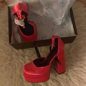 Satin Pink Platform Heel